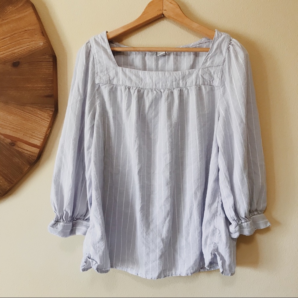 Old Navy | Striped Puff Sleeve Linen Blouse